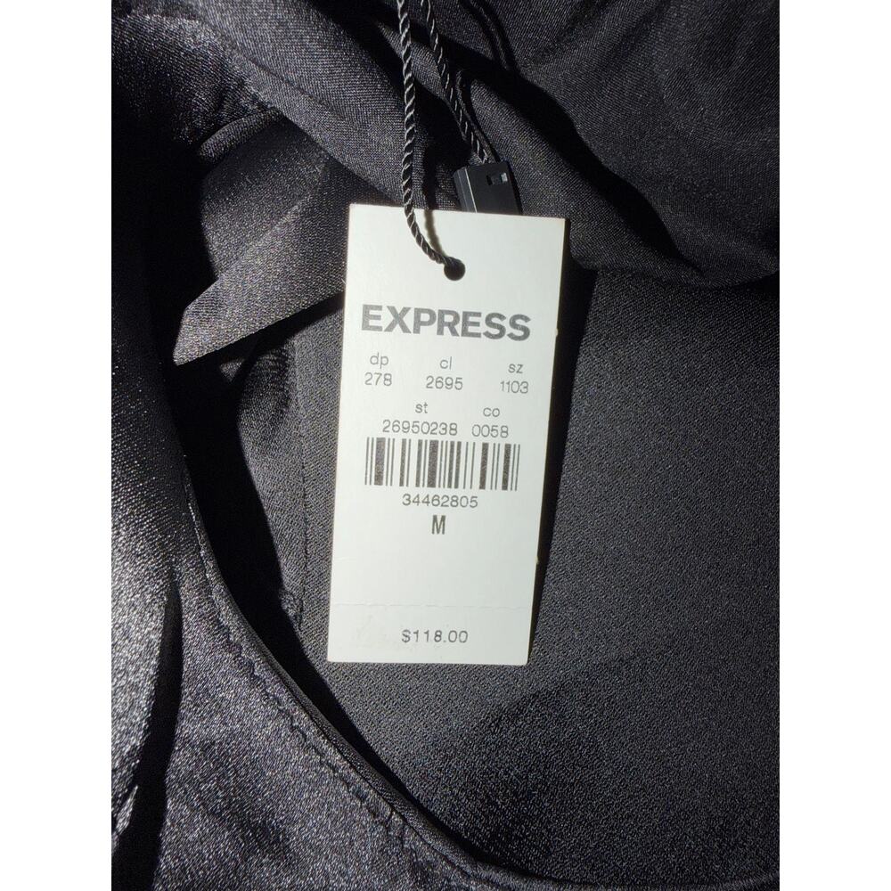 Express Black Satin-Look Double-Breasted Longline Vest – Medium – NWT - Picture 8 of 10